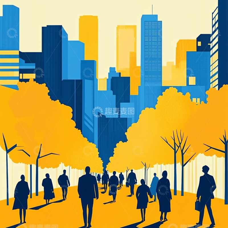 高清大图下载【趣麦麦图】城市人民