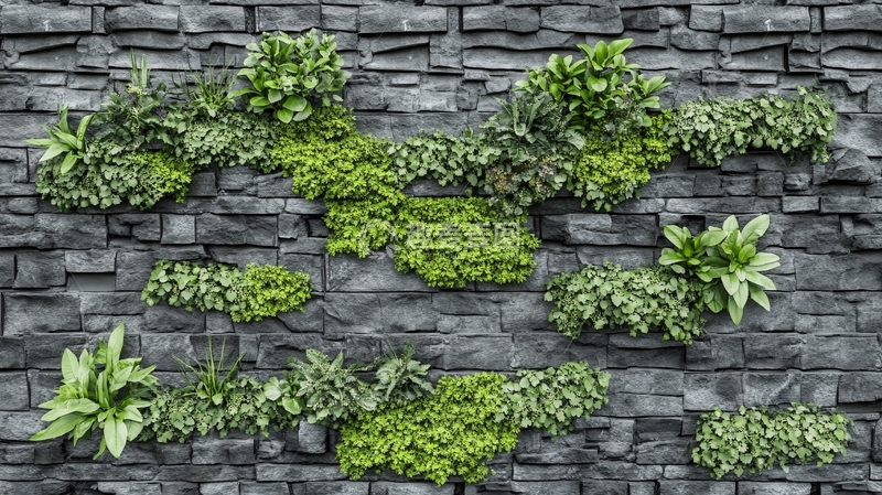 高清大图下载【趣麦麦图】-绿植小瓦装饰墙