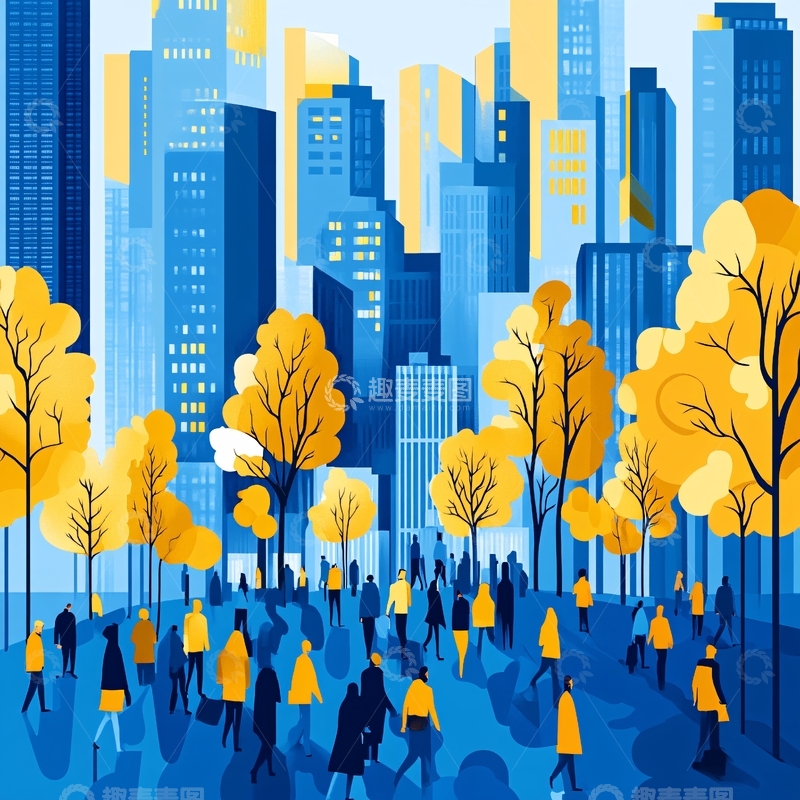 高清大图下载【趣麦麦图】人们享受城市