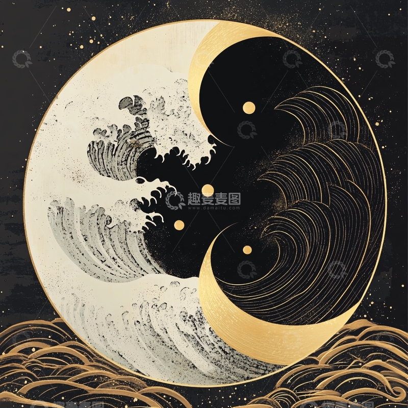 高清大图下载【趣麦麦图】浮世绘海浪