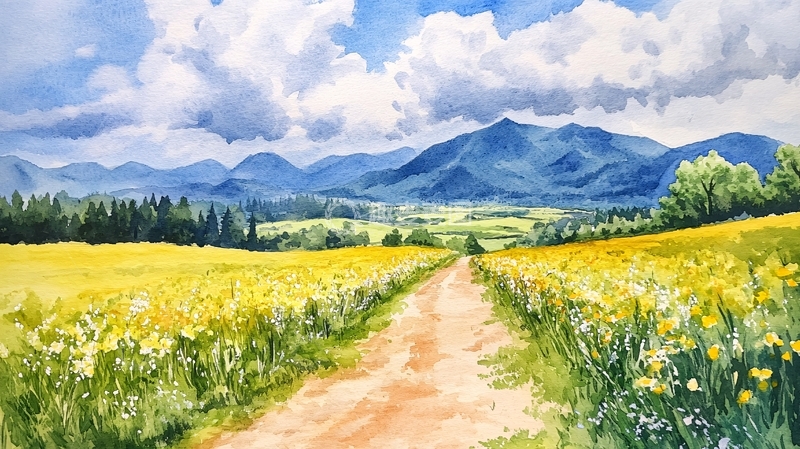 高清大图下载【趣麦麦图】水彩路路通