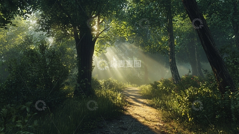 高清大图下载【趣麦麦图】林间一缕阳光