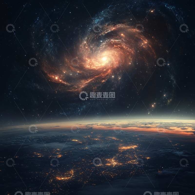 高清大图下载【趣麦麦图】地球银河系光线5