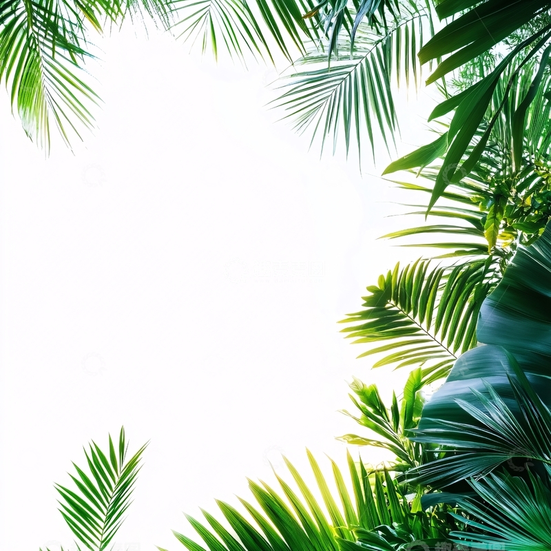 高清大图下载【趣麦麦图】热带蒲葵叶简约背景