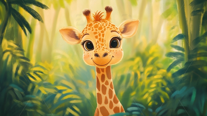 高清大图下载【趣麦麦图】原创卡通长颈鹿2