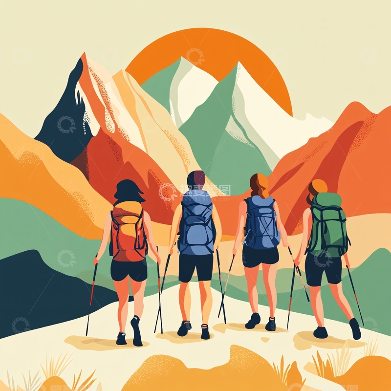 高清大图下载【趣麦麦图】登山节徒步节