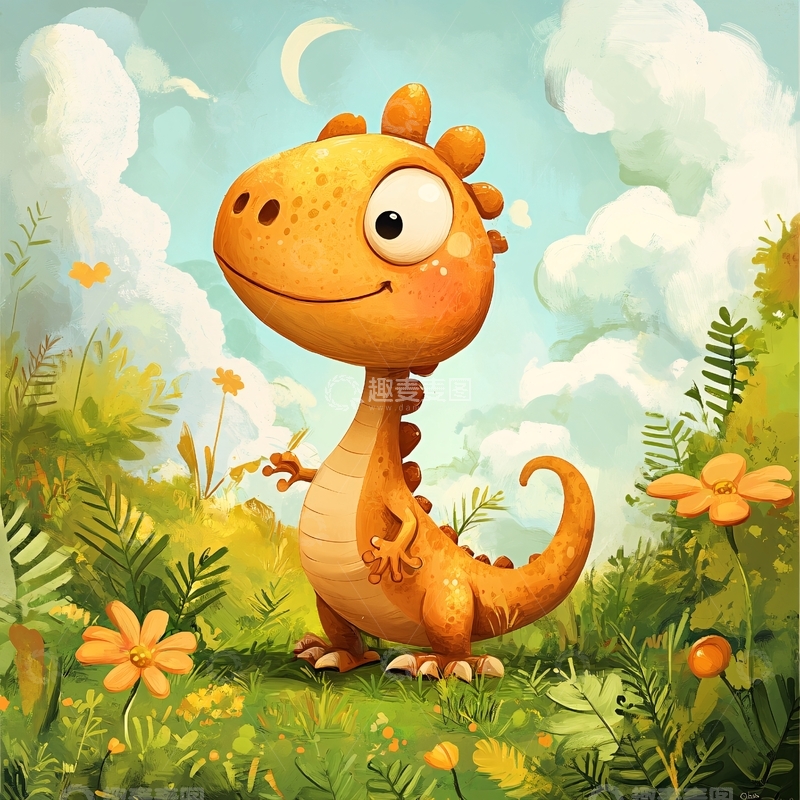 高清大图下载【趣麦麦图】小恐龙插画