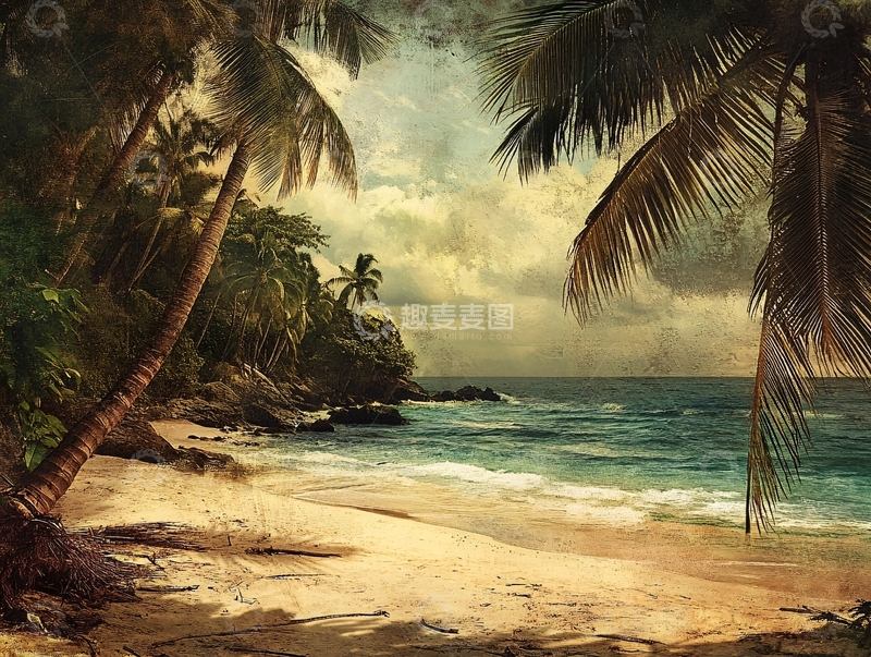 高清大图下载【趣麦麦图】海滩风景画