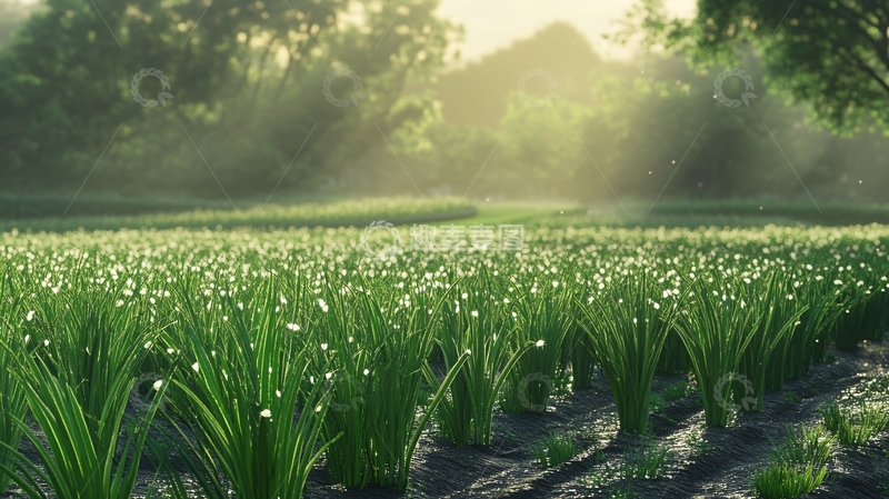 高清大图下载【趣麦麦图】清晨的韭菜