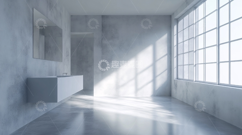 高清大图下载【趣麦麦图】阳光照进蓝色的房间