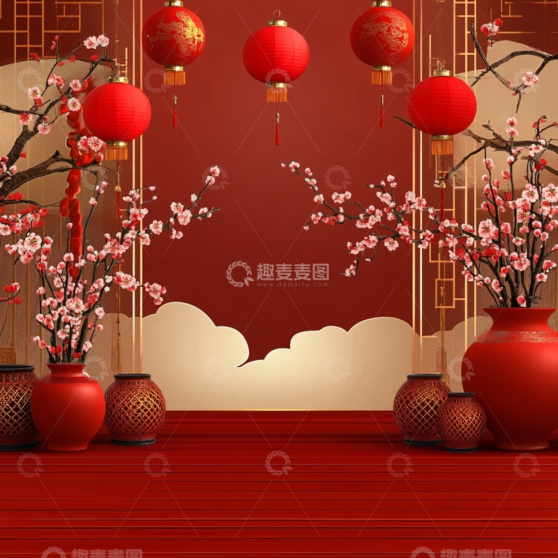 高清大图下载【趣麦麦图】就地过年背景