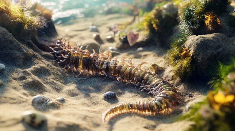 高清大图下载【趣麦麦图】沙滩蠕虫与海鲜