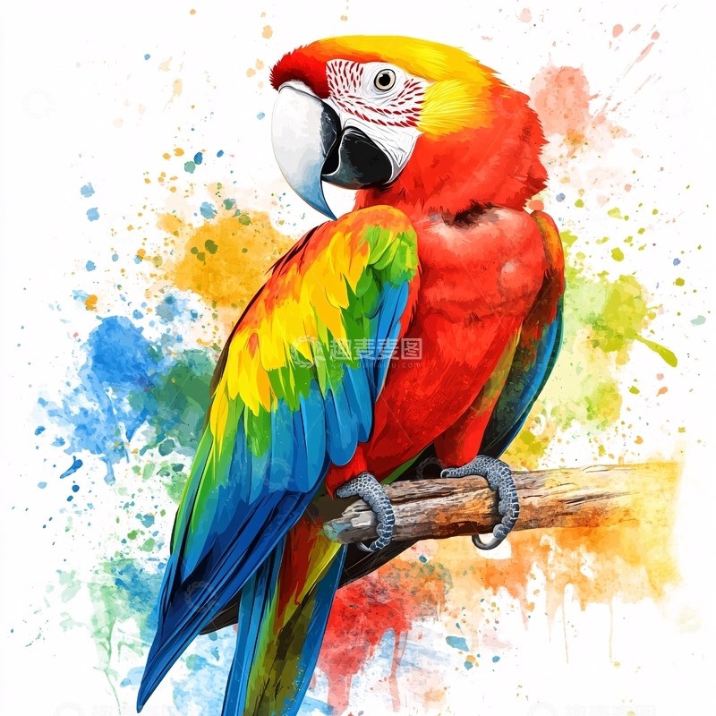 高清大图下载【趣麦麦图】彩色鹦鹉插画