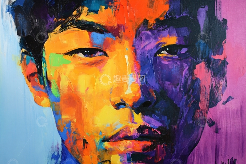 高清大图下载【趣麦麦图】人脸色块拼接装饰画