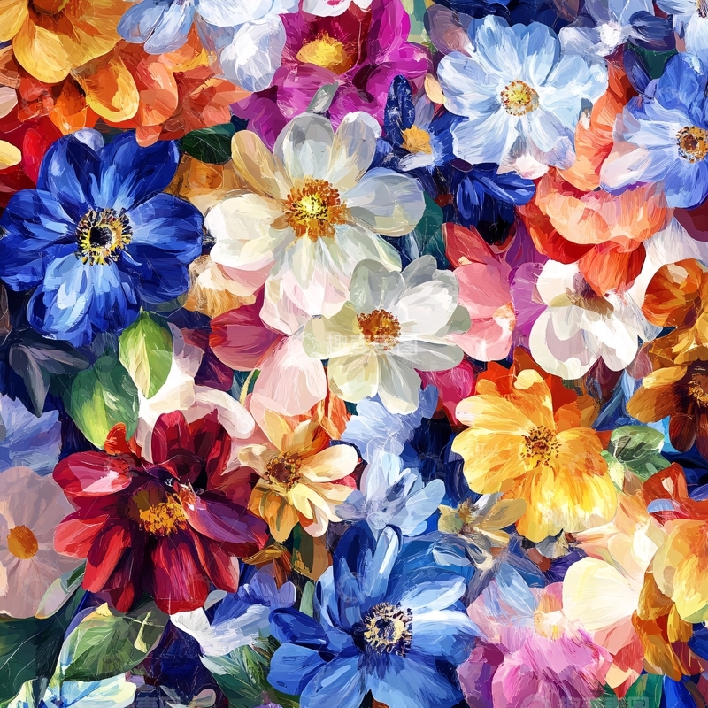 高清大图下载【趣麦麦图】彩色鲜花背景墙