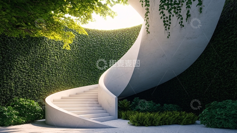 高清大图下载【趣麦麦图】绿色环保阶梯墙