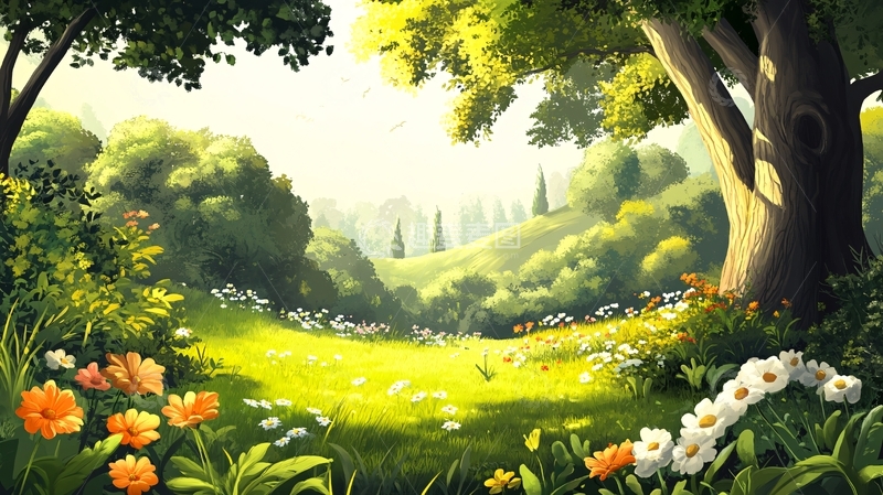 高清大图下载【趣麦麦图】春天森林插画2