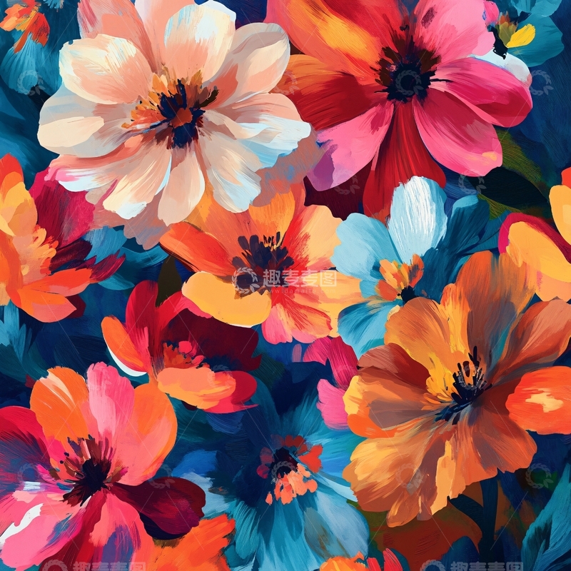 高清大图下载【趣麦麦图】抽象花卉绚丽色彩