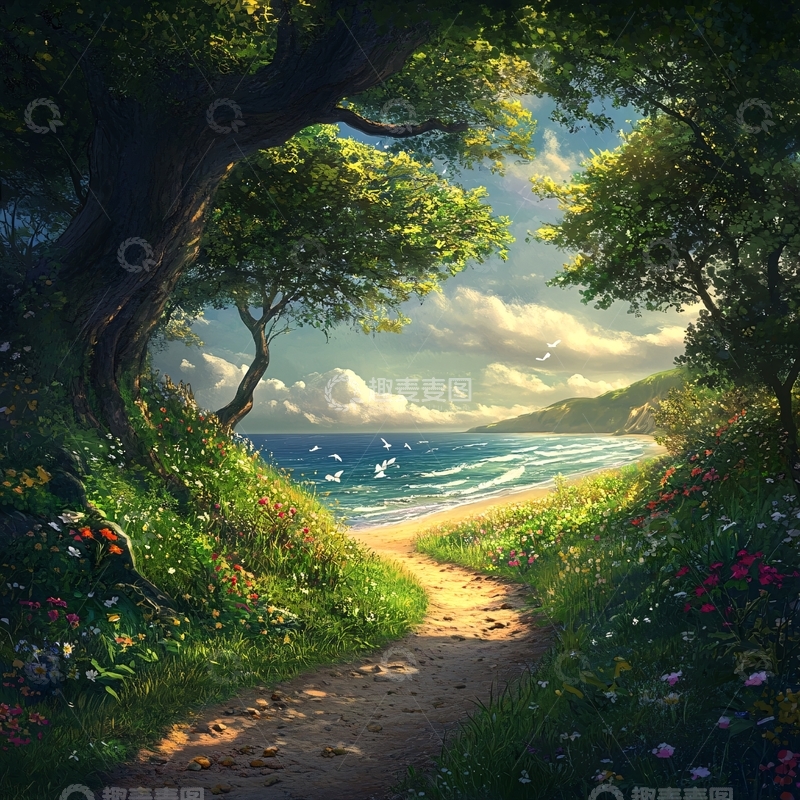 高清大图下载【趣麦麦图】插画唯美风景1