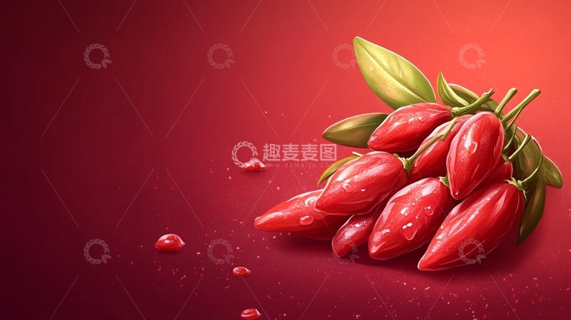 高清大图下载【趣麦麦图】新鲜枸杞插画