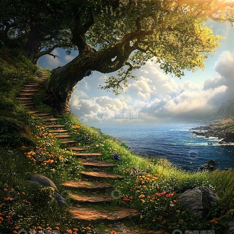 高清大图下载【趣麦麦图】唯美台阶小路