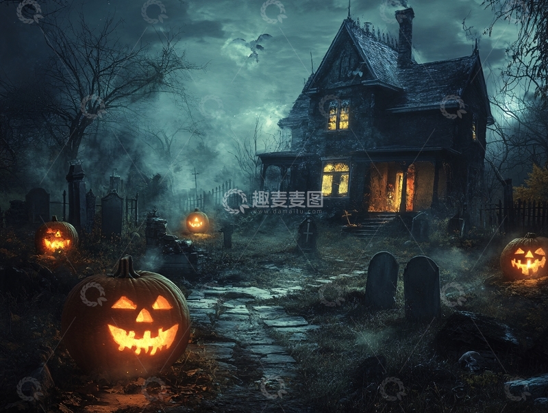 高清大图下载【趣麦麦图】万圣节南瓜灯笼鬼屋图片大全1
