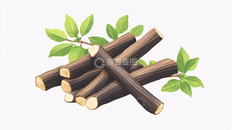 高清大图下载【趣麦麦图】卡通木桩插画