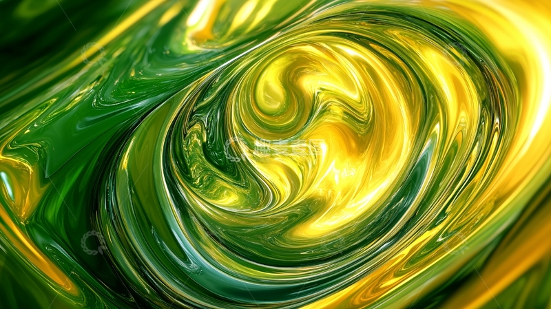 高清大图下载【趣麦麦图】绿色色彩变幻金色波纹1