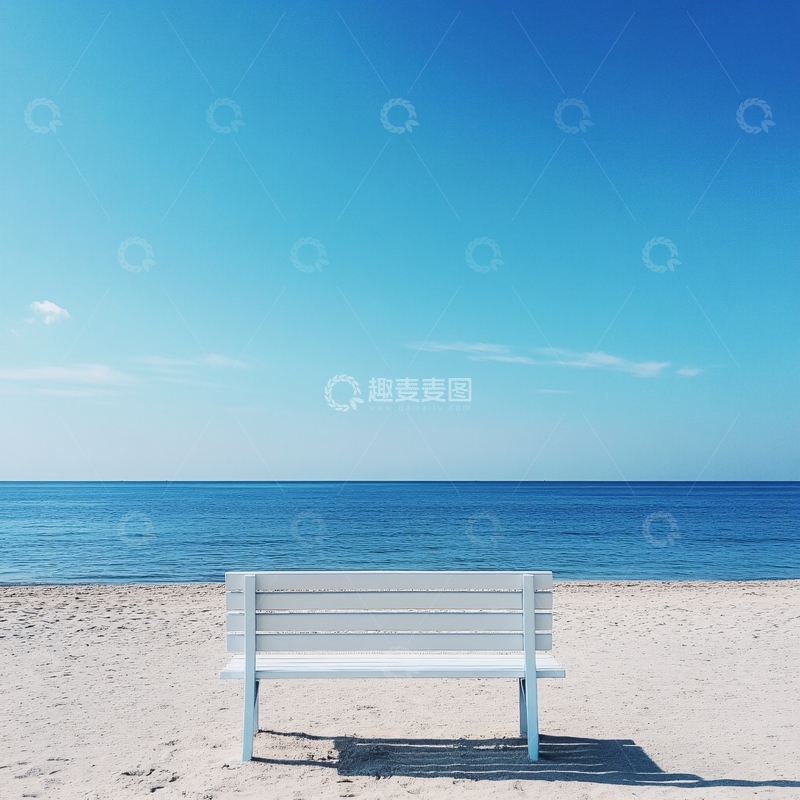 高清大图下载【趣麦麦图】孤独的海边座椅3