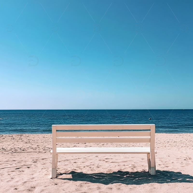 高清大图下载【趣麦麦图】孤独的海边座椅2