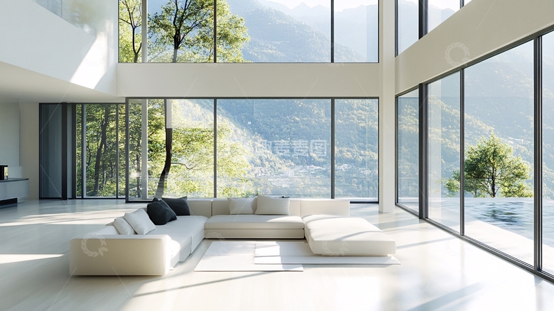 高清大图下载【趣麦麦图】大气客厅落地门窗场景8