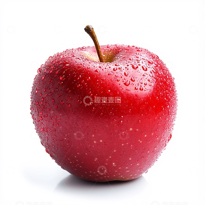 高清大图下载【趣麦麦图】红色带露珠苹果1
