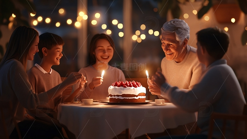 高清大图下载【趣麦麦图】全家过生日