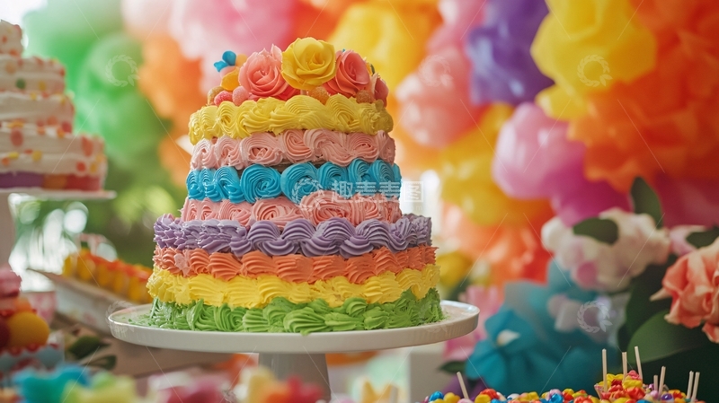 高清大图下载【趣麦麦图】彩虹色生日派对