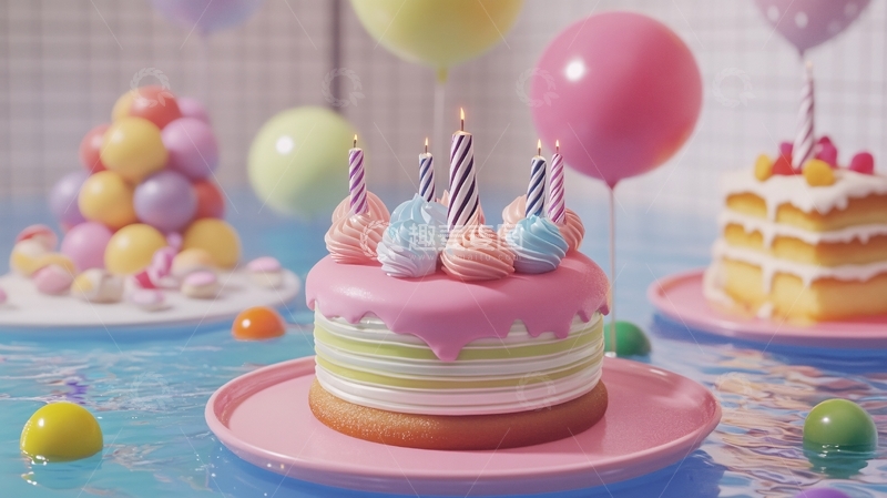 高清大图下载【趣麦麦图】生日派对蛋糕糖果