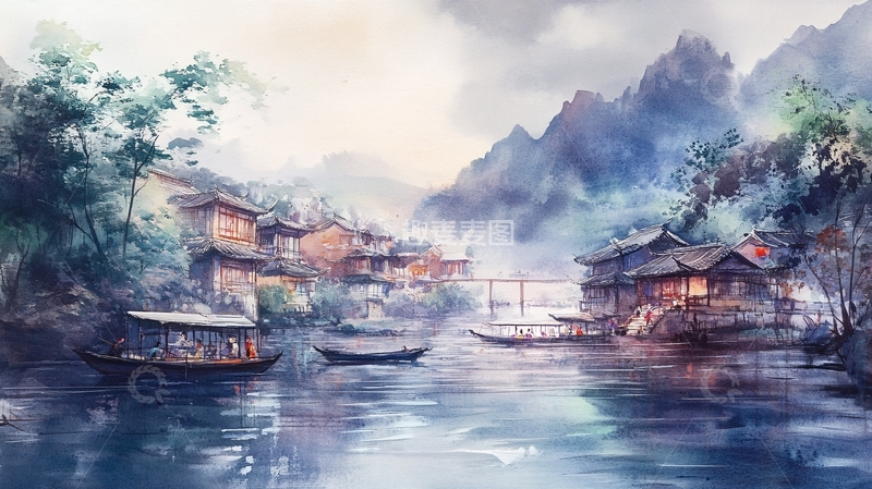 高清大图下载【趣麦麦图】古风山水场景1