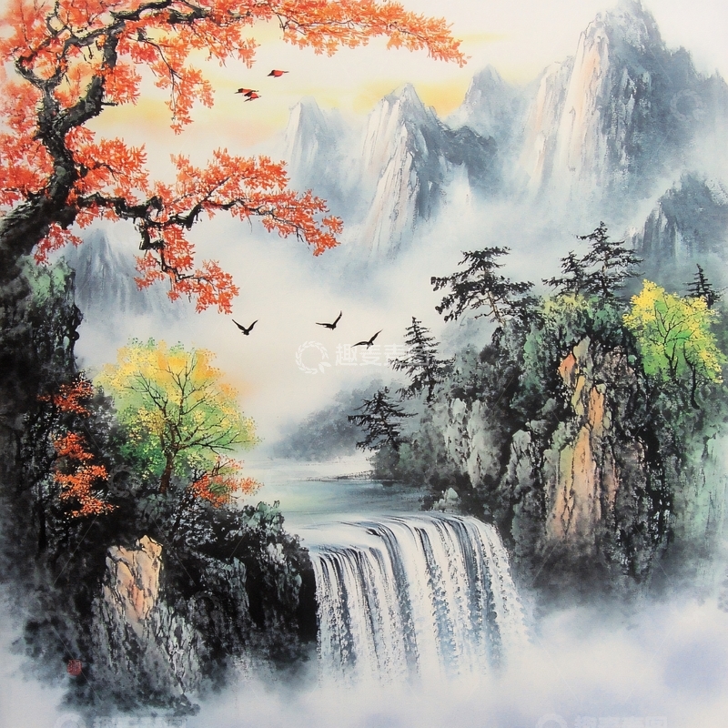 高清大图下载【趣麦麦图】迎客松壁画挂画壁纸1