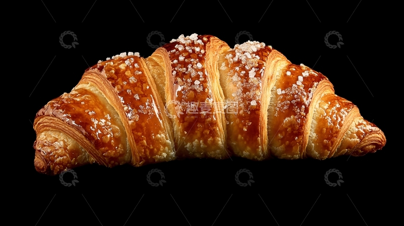 高清大图下载【趣麦麦图】黑底牛角面包1