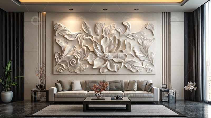 高清大图下载【趣麦麦图】浮雕背景墙效果图