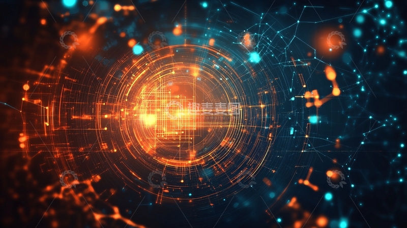 高清大图下载【趣麦麦图】橙色科技信息网络光线