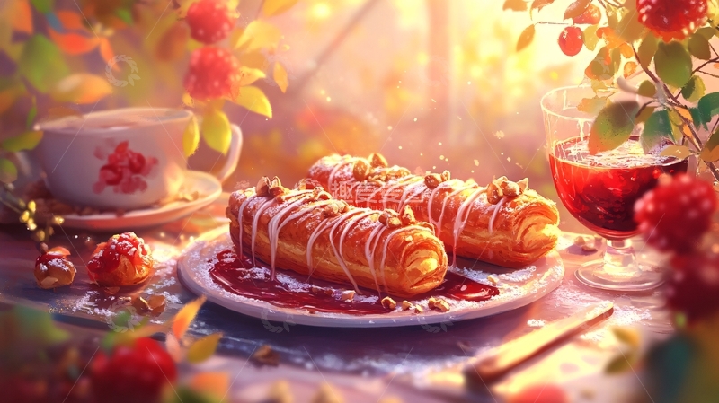 高清大图下载【趣麦麦图】惬意下午插画