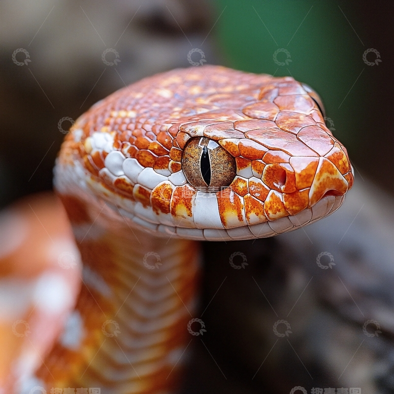 高清大图下载【趣麦麦图】红纹滞卵蛇特写