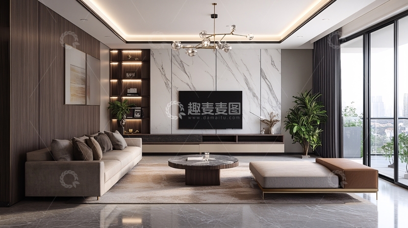高清大图下载【趣麦麦图】岩板客厅场景素材