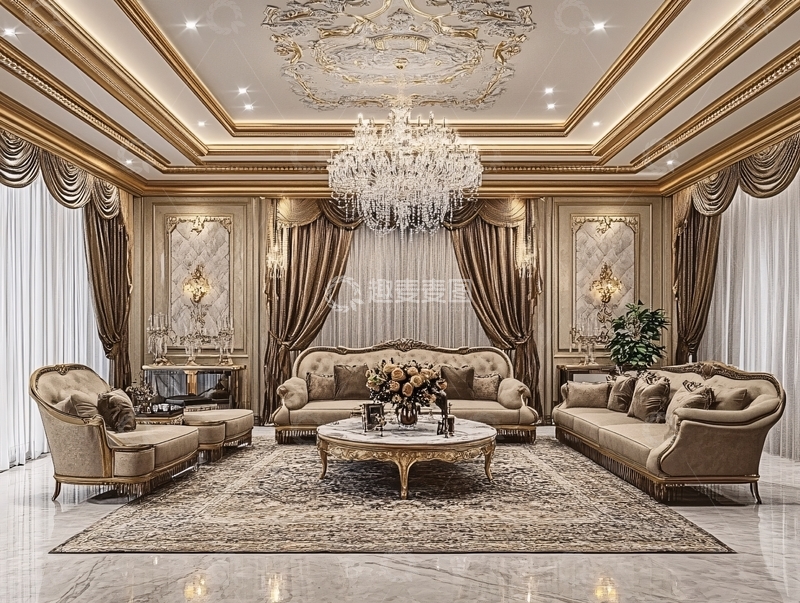 高清大图下载【趣麦麦图】描金客厅2