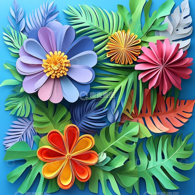 高清大图下载【趣麦麦图】浮雕缤纷花卉1