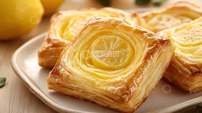 高清大图下载【趣麦麦图】柠檬酥皮奶油卷
