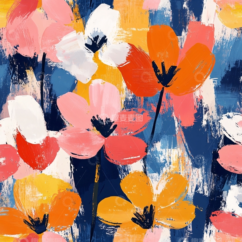 高清大图下载【趣麦麦图】抽象艺术花朵背景画2