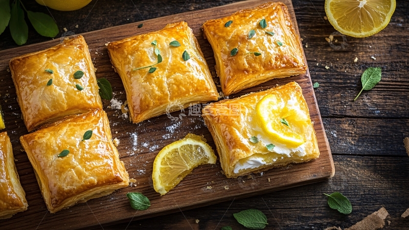 高清大图下载【趣麦麦图】柠檬奶油酥皮卷