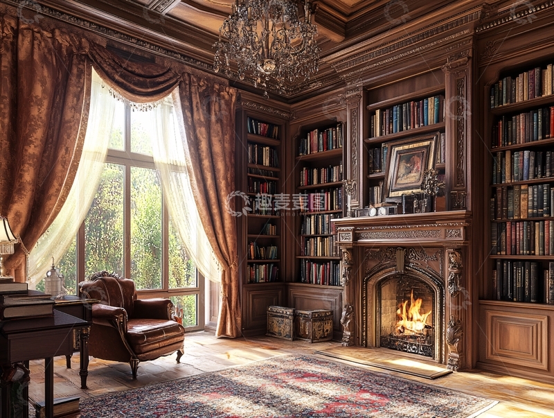 高清大图下载【趣麦麦图】欧美书房1