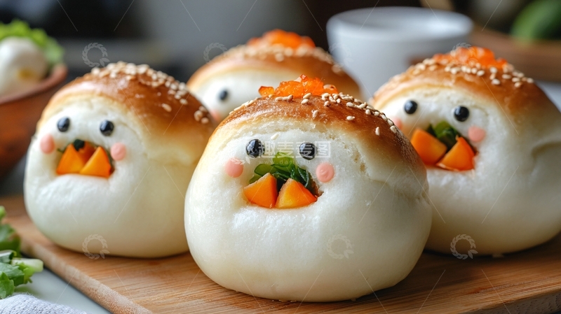 高清大图下载【趣麦麦图】动物造型餐包